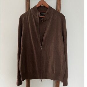 Banana Republic Extra Fine Merino Wool Full Zip Cardigan Sweater Brown Mens L